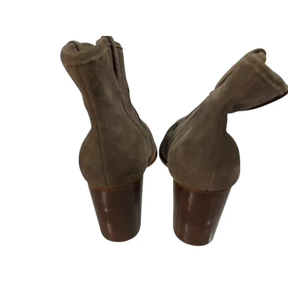 Splendid Women‎ Suede block heel Booties Sz 8 gray Round Toe cowgirl capsule